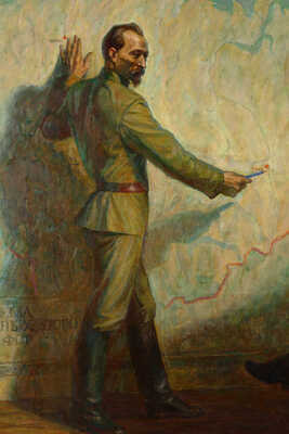 Алтаев Серафим Петрович. 1921 год. В.И. Ленин и наркомпуть Ф.Э. Дзержинский у схемы железных дорог РСФСР